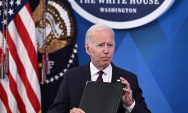 President Joe Biden speaks about the American Rescue Plan investments in the South Court Auditorium of the White House in Washington
