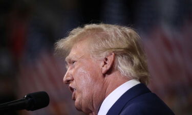 Former president Donald Trump speaks to supporters at a rally to support local candidates at the Mohegan Sun Arena on September 3 in Wilkes-Barre