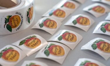 Stickers for Georgia voters are seen in this January 5