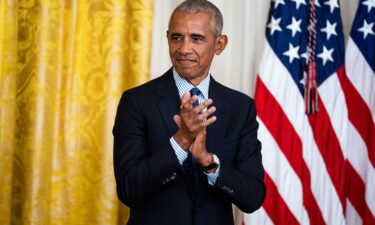 Former President Barack Obama attends the official White House portrait unveiling ceremony for himself and former first lady Michelle Obama on Wednesday