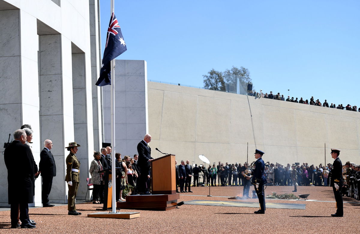 <i>Tracey Nearmy/Getty Images</i><br/>Governor-General David Hurley officially proclaims King Charles III the ruler of Australia at Parliament House on September 11 in Canberra. A national day of remembrance will be held on September 22.