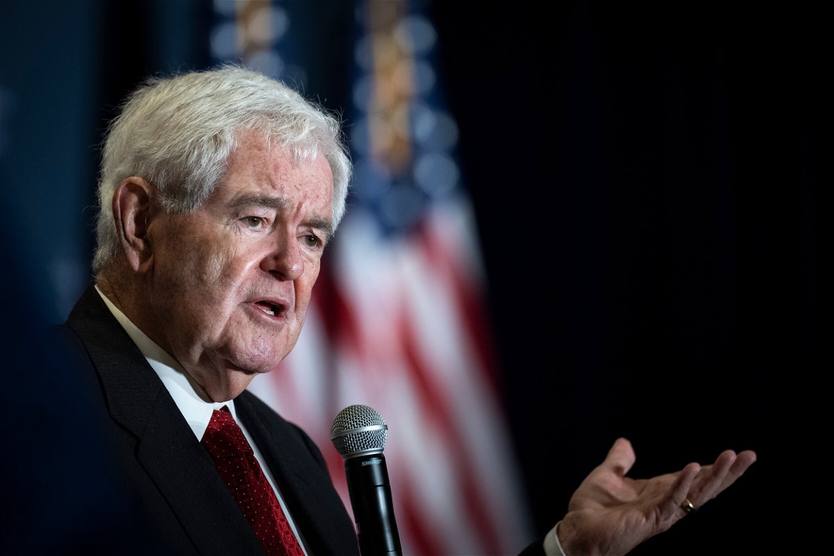 <i>Drew Angerer/Getty Images/FILE</i><br/>Former Speaker of the House Newt Gingrich speaks during the America First Agenda Summit on July 26 in Washington
