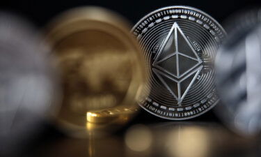 In this photo illustration of the ethereum cryptocurrency 'altcoin' sits arranged for a photograph on April 25