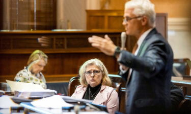 South Carolina State Senator Katrina Frye Shealy listens while debating a new ban on abortion at the state legislature in Columbia