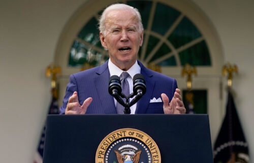 President Joe Biden speaks during an event on health care costs in the Rose Garden of the White House on September 27. Biden says his administration is 'on alert and in action' to help with Hurricane Ian.