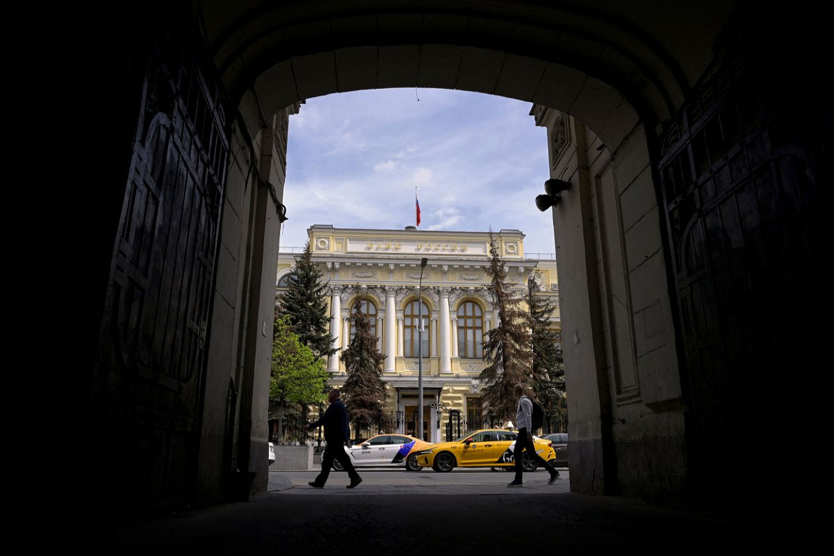 <i>Natalia Kolesnikova/AFP/Getty Images</i><br/>There are new signs of strain in the Russian economy as energy prices fall and nearly seven months of war in Ukraine prove increasingly costly. A view of the Russian Central Bank headquarters in downtown Moscow on May 26