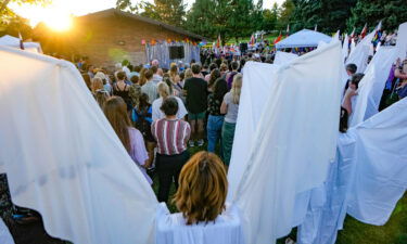 People dressed as "angels" to shield people