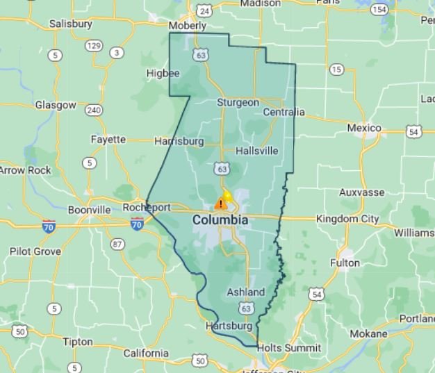 Boone Electric's outage map shows the location of an outage Monday, Oct. 24, 2022.