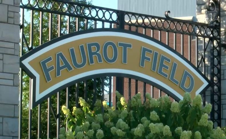 A Faurot Field sign at Memorial Stadium in Columbia.