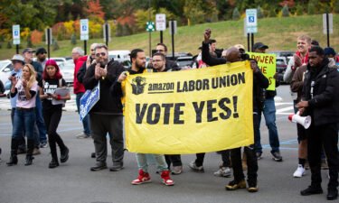 Amazon Labor Union members rallied at the ALB1 Warehouse in Schodack