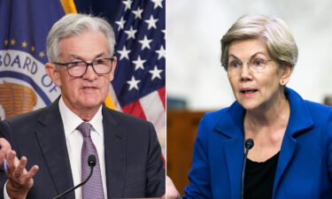 Federal Reserve Chairman Jerome Powell and Sen. Elizabeth Warren. Warren has highlighted comments from economists who worry the Fed is moving too aggressively to squash inflation.