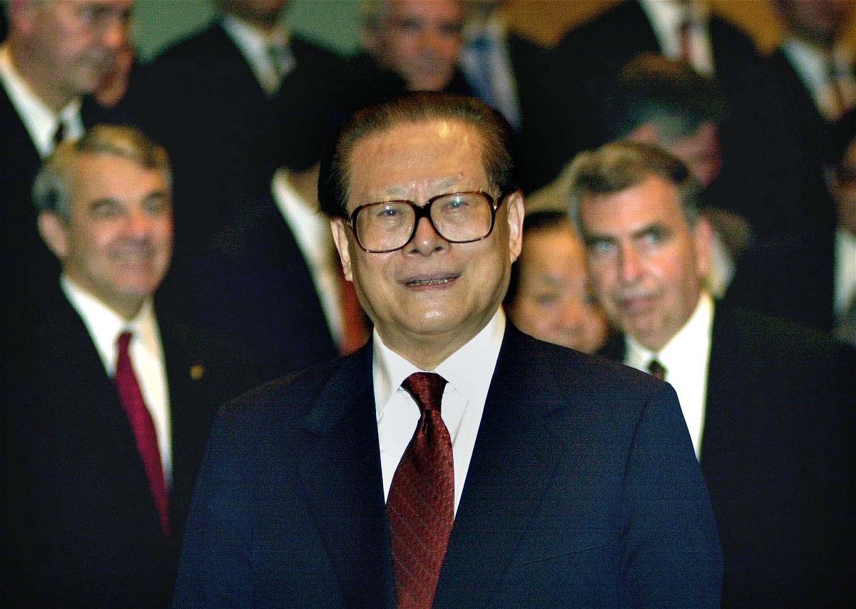 <i>Reuters</i><br/>Chinese leader Jiang Zemin smiles during a meeting with  executives at the Fortune Global Forum in Hong Kong on May 8
