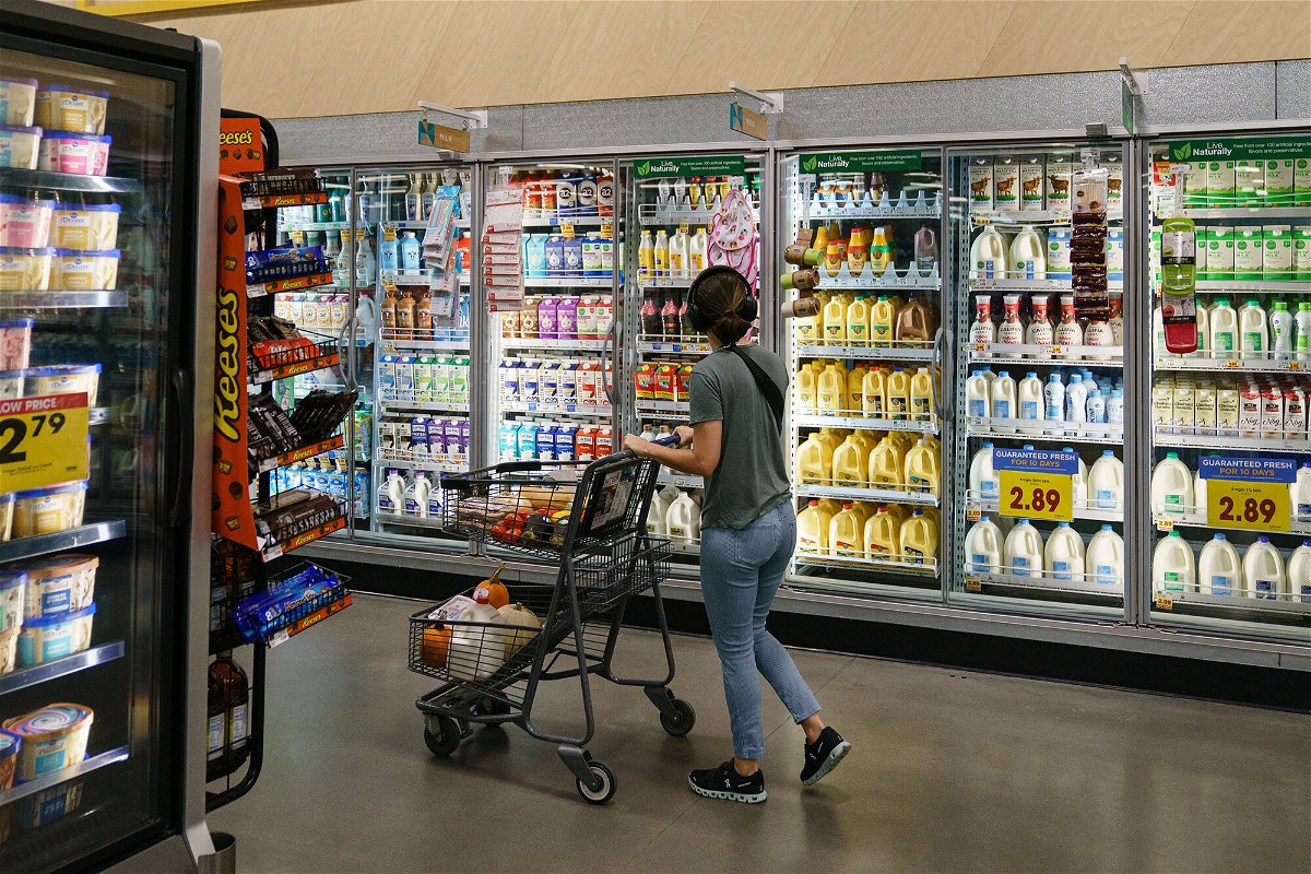 <i>Elijah Nouvelage/AFP/Getty Images</i><br/>Shoppers are seen in a Kroger supermarket on October 14