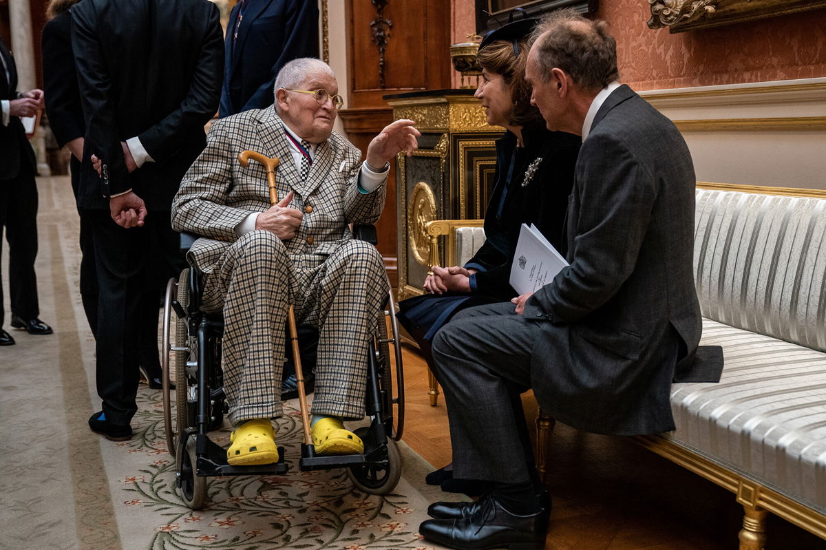 <i>Aaron Chown/Getty Images</i><br/>David Hockney attends a luncheon for Members of the Order of Merit at Buckingham Palace on November 24