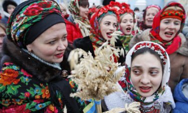 Ukrainian Orthodox Christians are pictured here celebrating Christmas on January 7