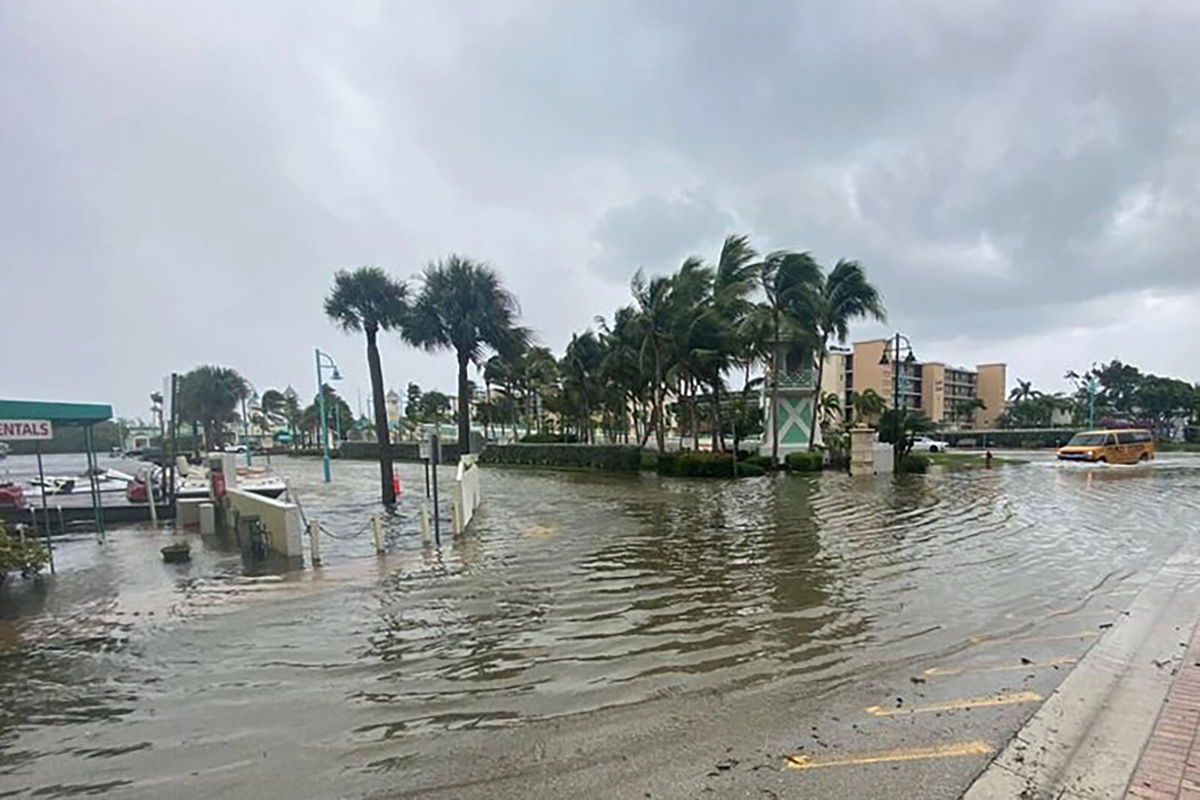 <i>FB/Boynton Beach Police Department</i><br/>Nicole's storm surge pushes Wednesday into East Boynton Beach in Florida.