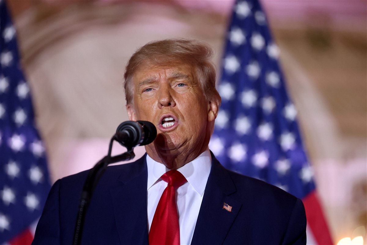 <i>Joe Raedle/Getty Images</i><br/>Democrats react to former President Donald Trump's decision to enter the 2024 presidential race. Trump made the announcement Tuesday