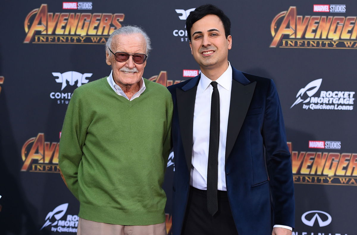 <i>Jordan Strauss/Invision/AP</i><br/>Stan Lee (left)  is seen here with his former manager Keya Morgan in 2018. A Los Angeles judge on November 2 declared a mistrial and dismissed theft charges against Morgan.
