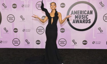 Karrueche Tran wore a statement gown by Christian Siriano.