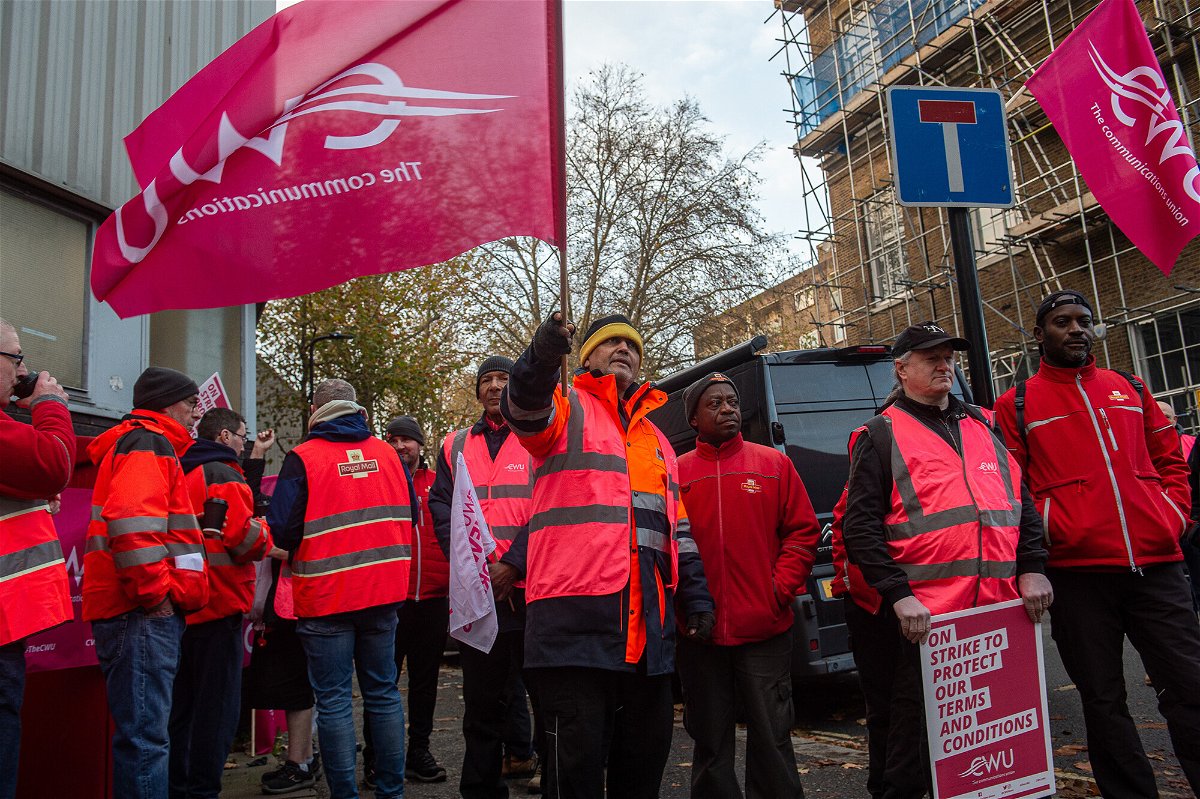 <i>Guy Smallman/Getty Images</i><br/>Strikers from the Communication Workers Union pictured in Camden