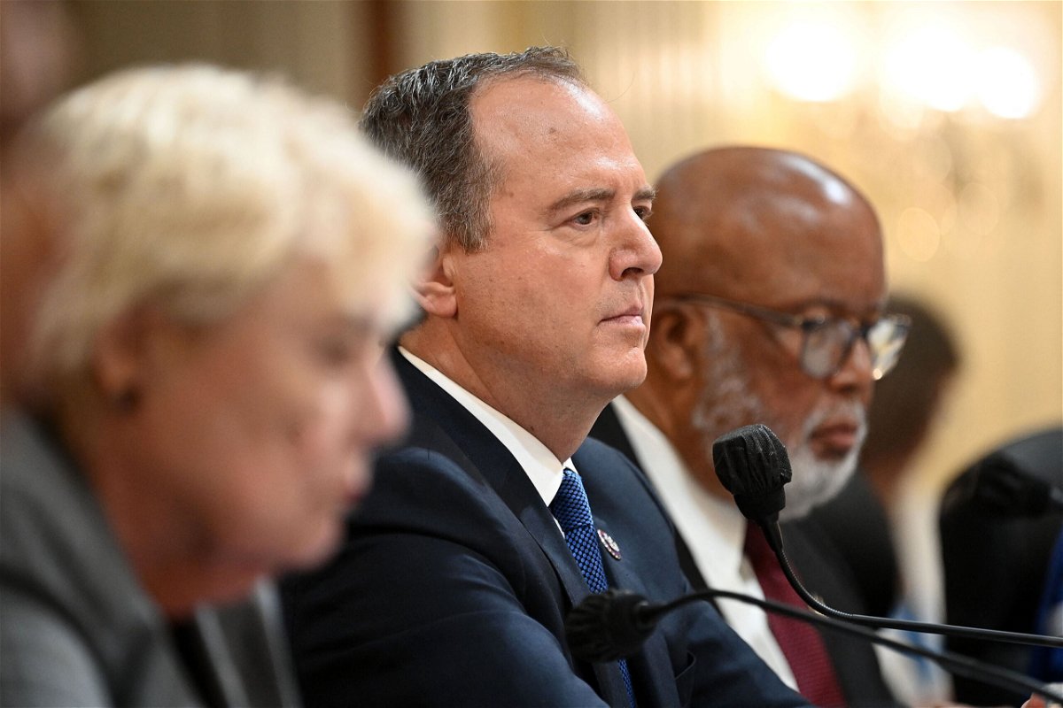 <i>Mandel Ngan/AFP/Getty Images</i><br/>Rep. Adam Schiff listens during the fourth hearing by the House Select Committee to Investigate the January 6th Attack on the US Capitol in the Cannon House Office Building in Washington