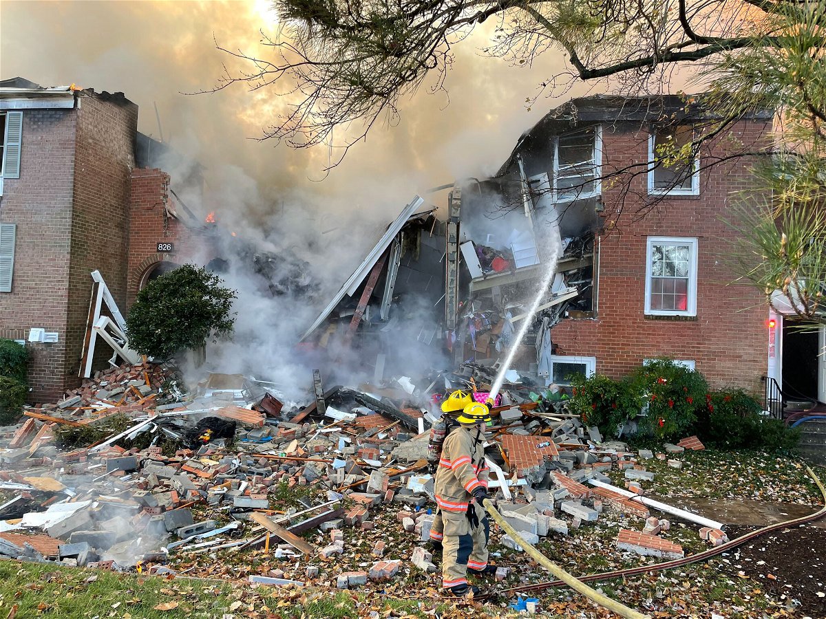 <i>Montgomery County Fire & Rescue Service</i><br/>Firefighters work to douse a blaze at a Montgomery County