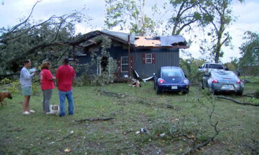 Tornado damage in Hopkins County