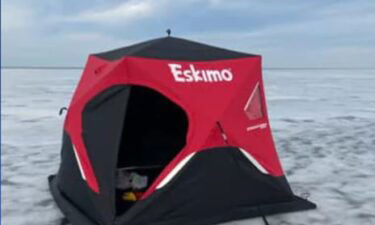 The Coast Guard is asking the public for help after receiving a report of an empty ice shanty in Saginaw Bay with adult and child gloves and a bag of food left inside.