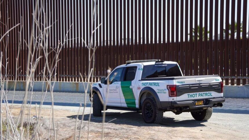 <i>KFMB</i><br/>San Diego resident Jacob McGennis has wrapped his truck to look like a Border Patrol vehicle.