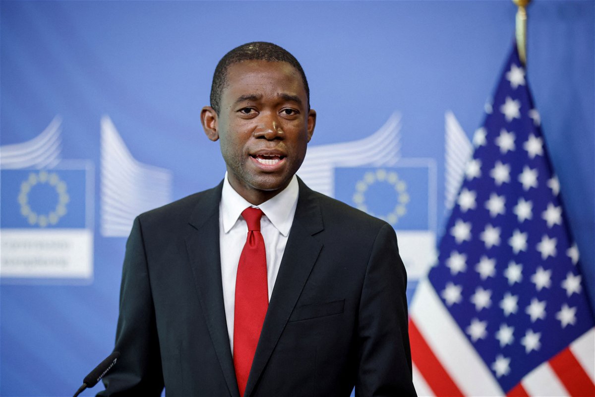 <i>Johanna Geron/Pool/Reuters</i><br/>The Biden administration plans to roll out new steps on December 20 to make it easier for humanitarian assistance to continue flowing without concerns about US sanctions. US Deputy Treasury Secretary Wally Adeyemo is pictured in Brussels on March 29.
