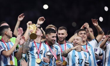 Argentina's players were overcome by emotion after lifting the World Cup trophy.
