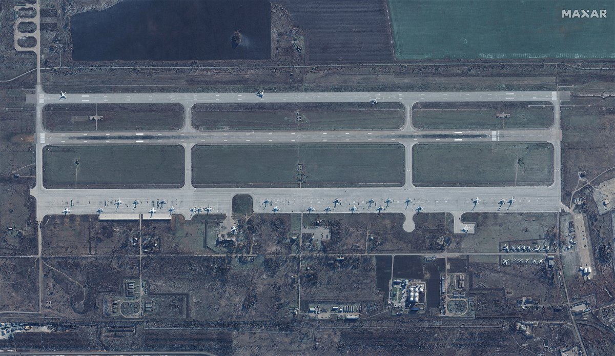 <i>Maxar Technologies/Reuters</i><br/>A satellite image of Engels Air Base in Saratov