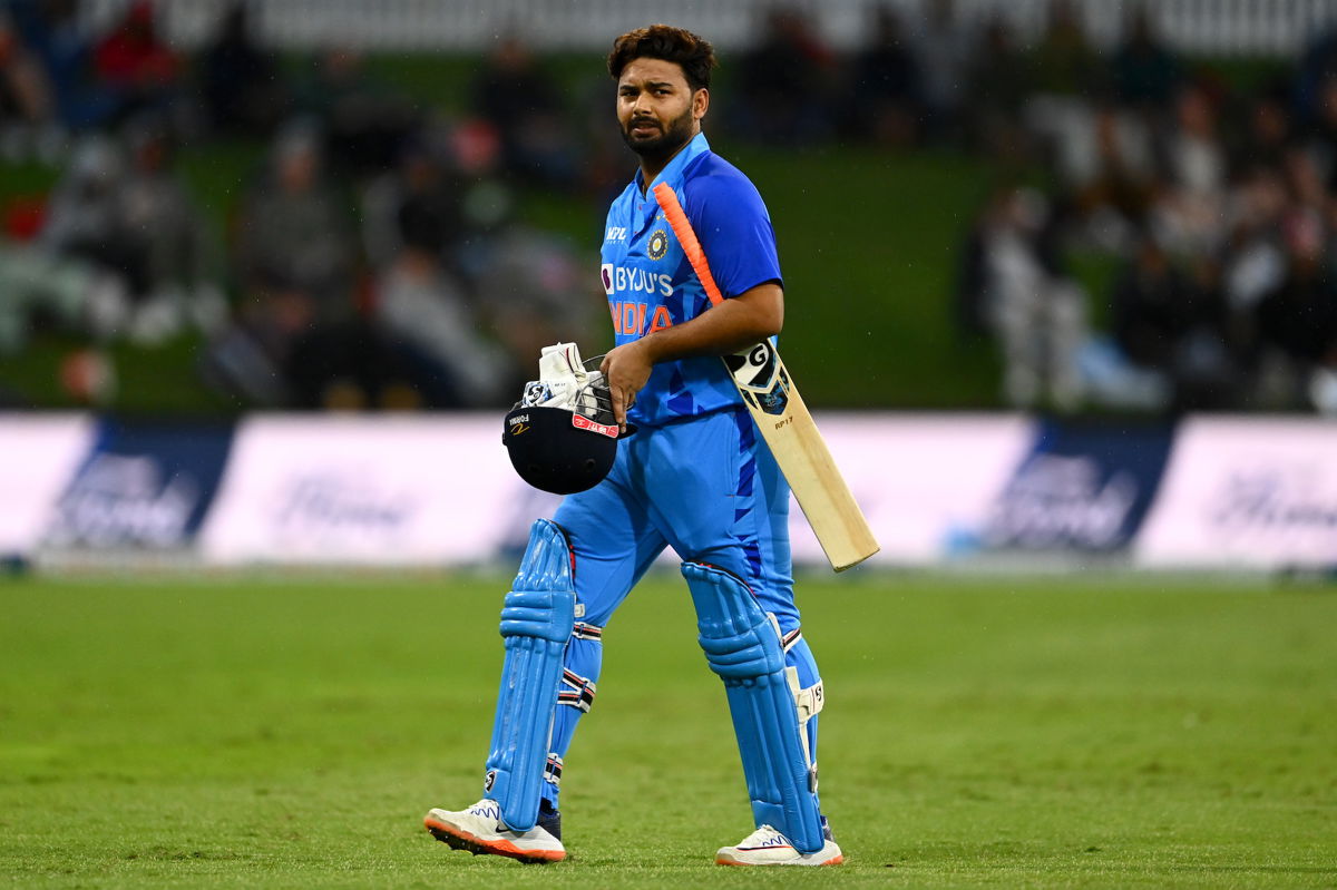 <i>Hannah Peters/Getty Images</i><br/>Rishabh Pant walks during game two of the T20 International series between New Zealand and India in Tauranga