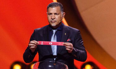 Ali Daei pictured during the 2022 World Cup draw in Doha earlier this year