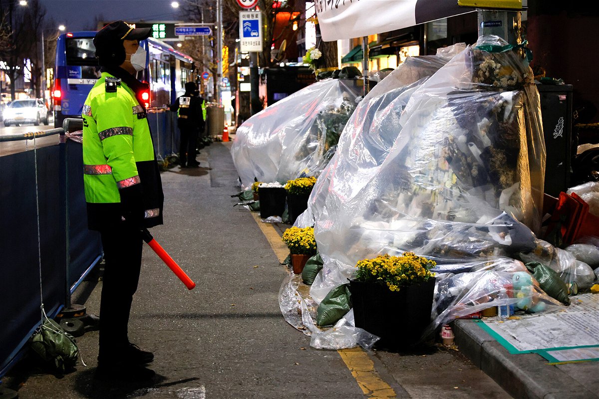 <i>Heo Ran/Reuters</i><br/>Two former police officers were arrested in South Korea accused of destroying evidence relating to the deadly Halloween crowd crush in Seoul