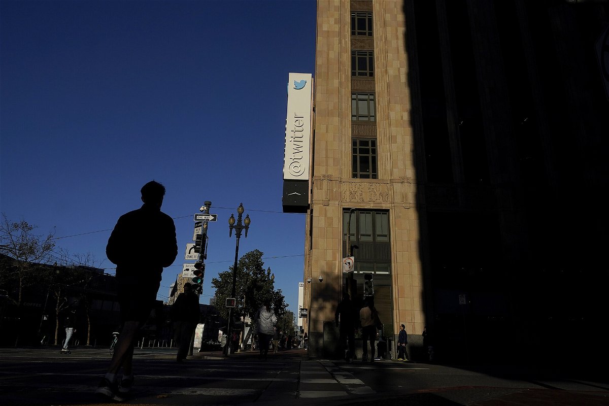 <i>Jeff Chiu/AP</i><br/>A group of former Twitter employees who are suing the company spoke out on December 8