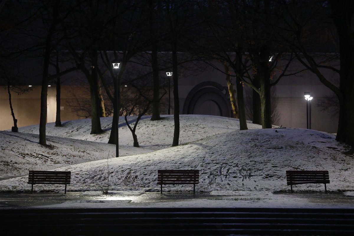 <i>Tina MacIntyre-Yee/Rochester Democrat & Chronicle/USA Today</i><br/>Snow in Martin Luther King Jr. Memorial Park in downtown Rochester