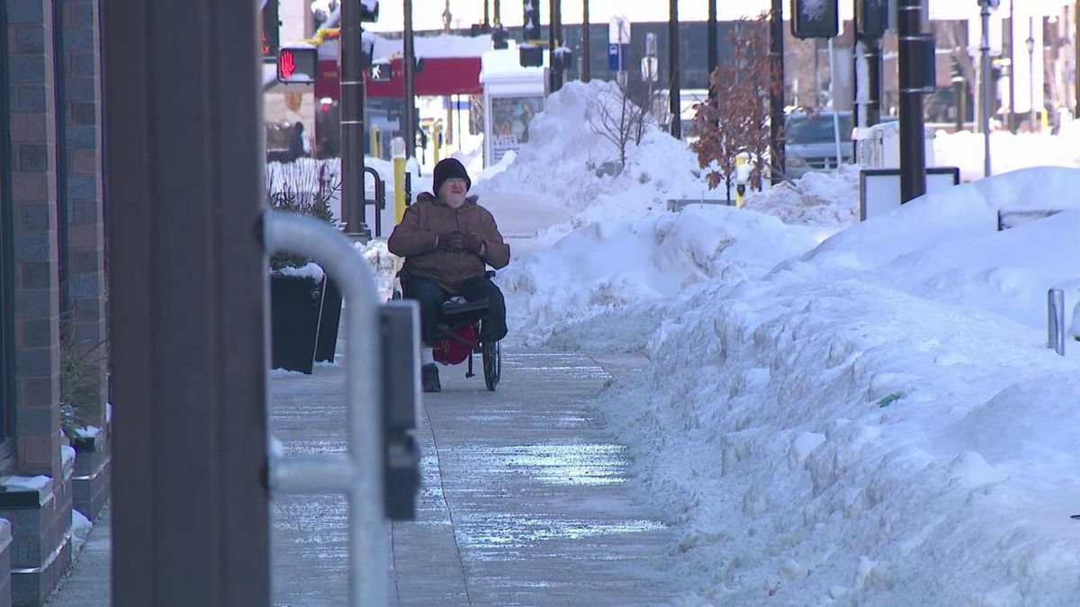 <i>WCCO</i><br/>Randall Kitzman worries about the snow mounds on sidewalks.