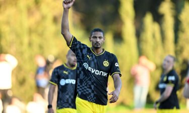 Sébastien Haller gestures during the friendly match between Borussia Dortmund and Fortuna Düsseldorf on January 10.