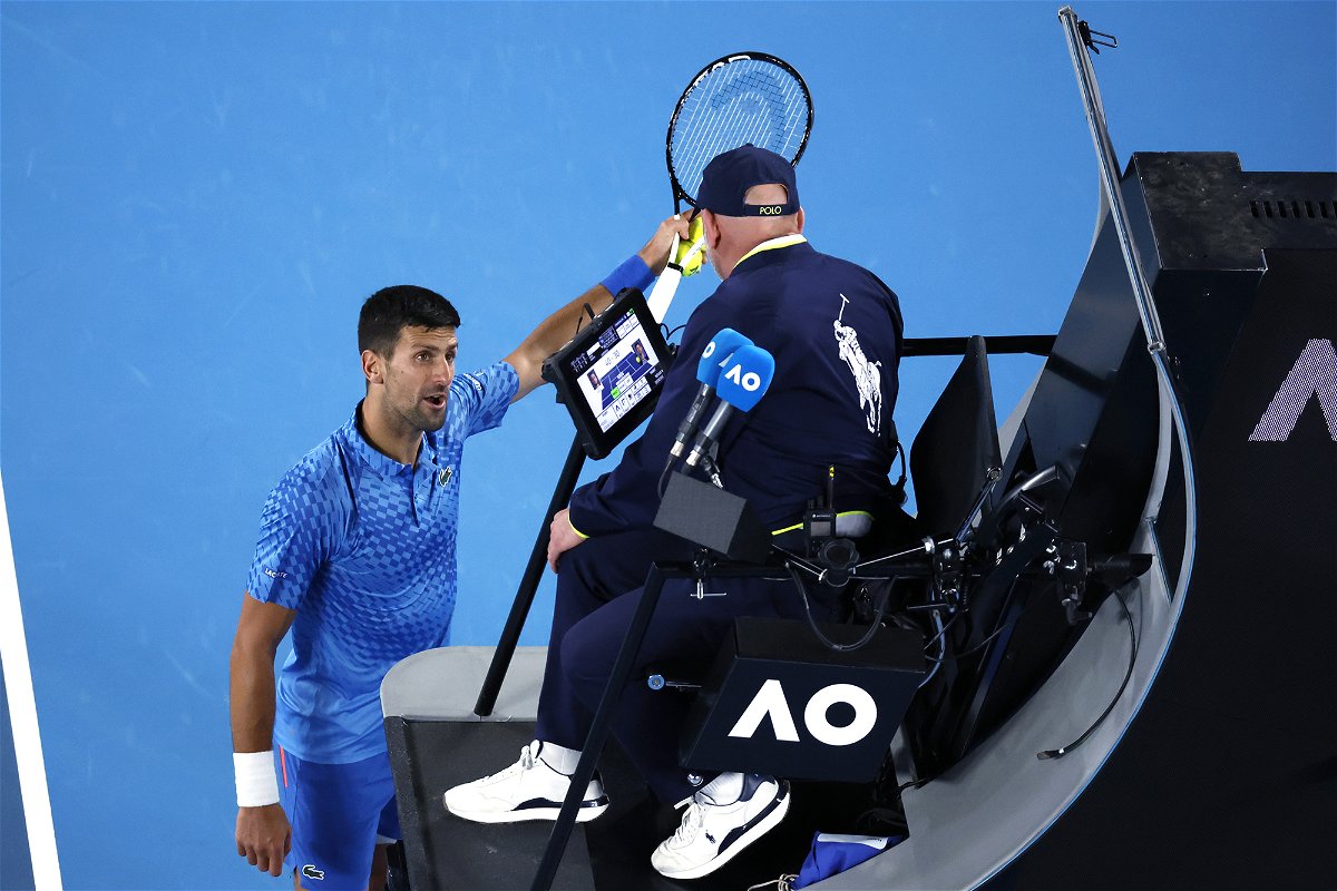 <i>Asanka Brendon Ratnayake/AP</i><br/>Novak Djokovic argues with the chair umpire during his second round match against Enzo Couacaud.