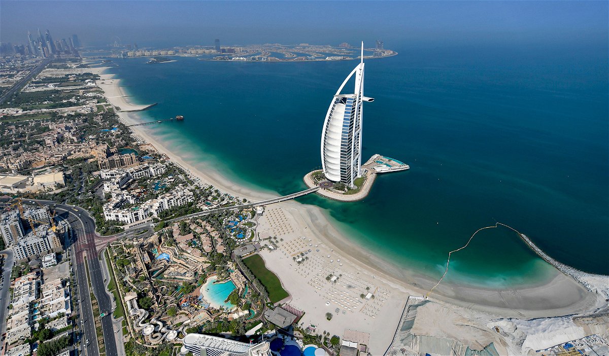 <i>Karim Sahib/AFP/Getty Images</i><br/>An aerial view of the Burj al-Arab hotel in Dubai