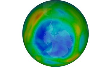An image from NASA showing the ozone hole over Antarctica on August 17