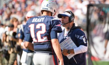 Brady talking with Josh McDaniels in the New England Patriots' game against the New York Jets on September 22