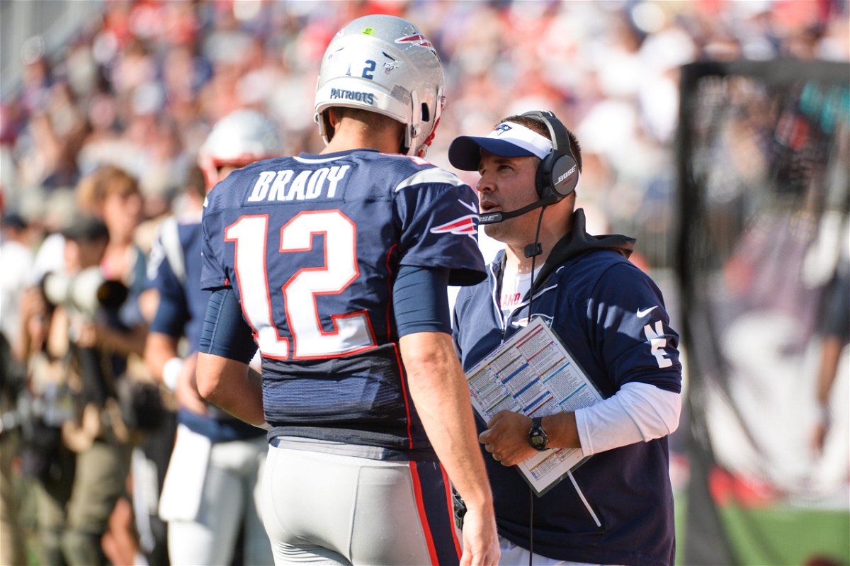 <i>Kathryn Riley/Getty Images</i><br/>Brady talking with Josh McDaniels in the New England Patriots' game against the New York Jets on September 22