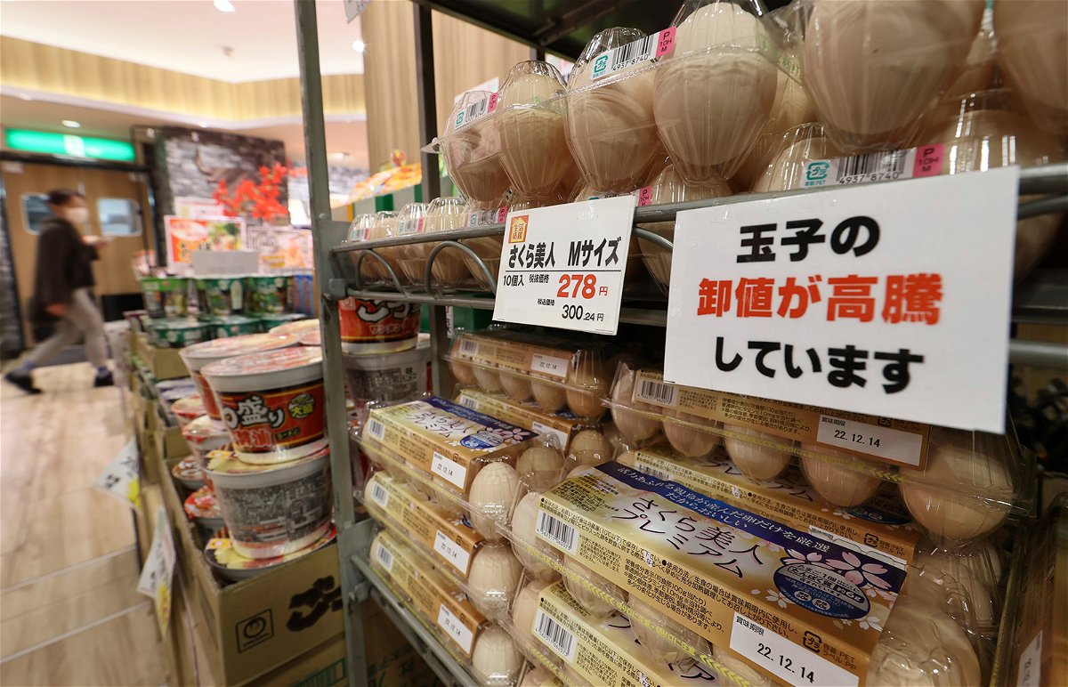 <i>Naoki Maeda/The Yomiuri Shimbun/AP</i><br/>Prices of eggs are soaring at a supermarket in Osaka on December 2