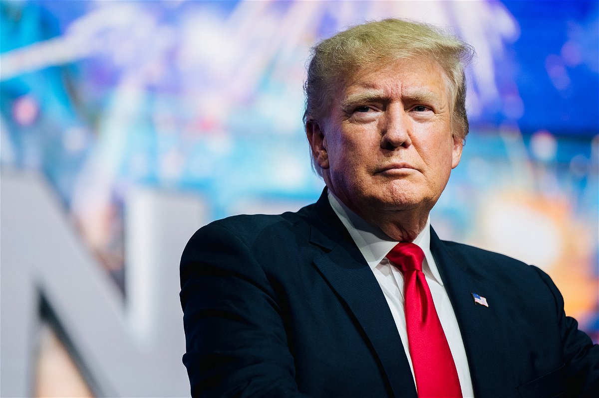 <i>Brandon Bell/Getty Images</i><br/>Former President Donald Trump prepares to speak at the Rally To Protect Our Elections conference in July of 2021 in Phoenix