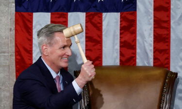 U.S. House Republican Leader Kevin McCarthy (R-CA) wields the Speaker's gavel after being elected the next Speaker of the U.S. House of Representatives in a late night 15th round of voting on the fourth day of the 118th Congress at the U.S. Capitol in Washington