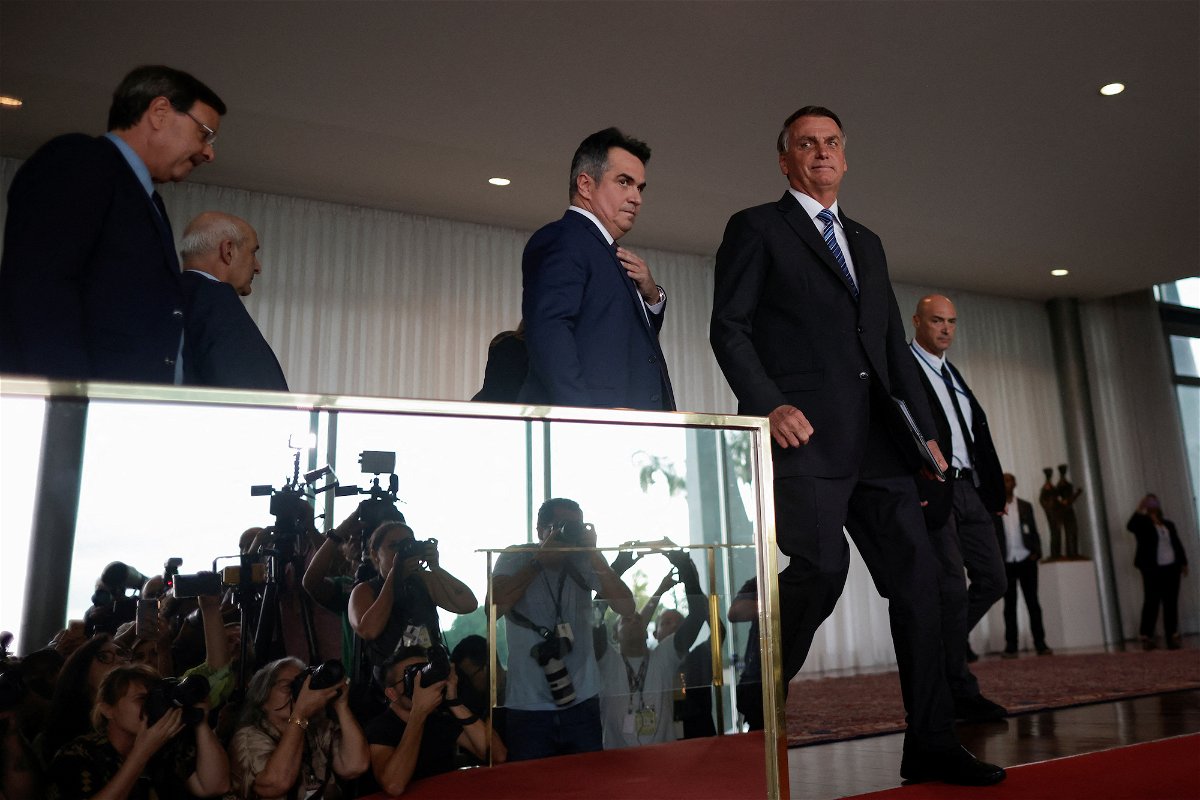 <i>Adriano Machado/Reuters</i><br/>Brazilian police found a draft decree intended to overturn the election result in former President Jair Bolsonaro's justice minister home. Bolsonaro is pictured here in Brasilia on November 1