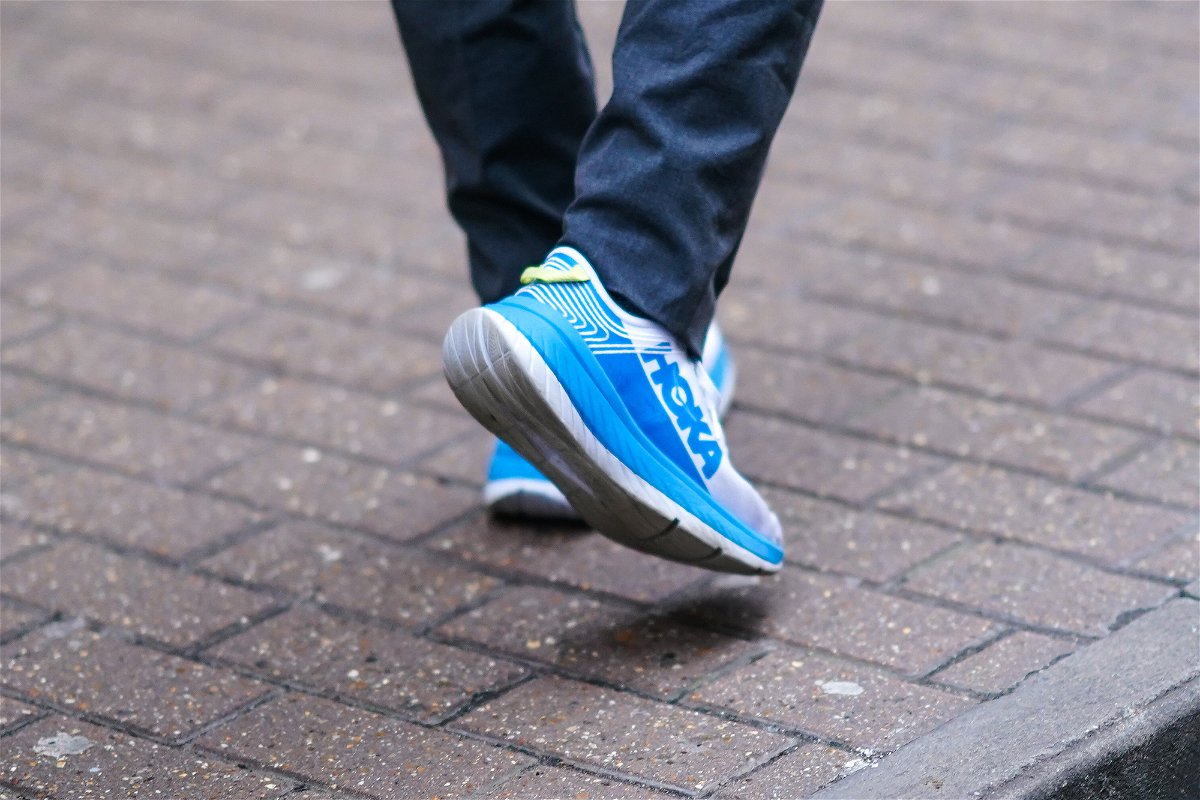<i>Edward Berthelot/Getty Images</i><br/>Hoka sneakers are seen here at London Fashion Week.