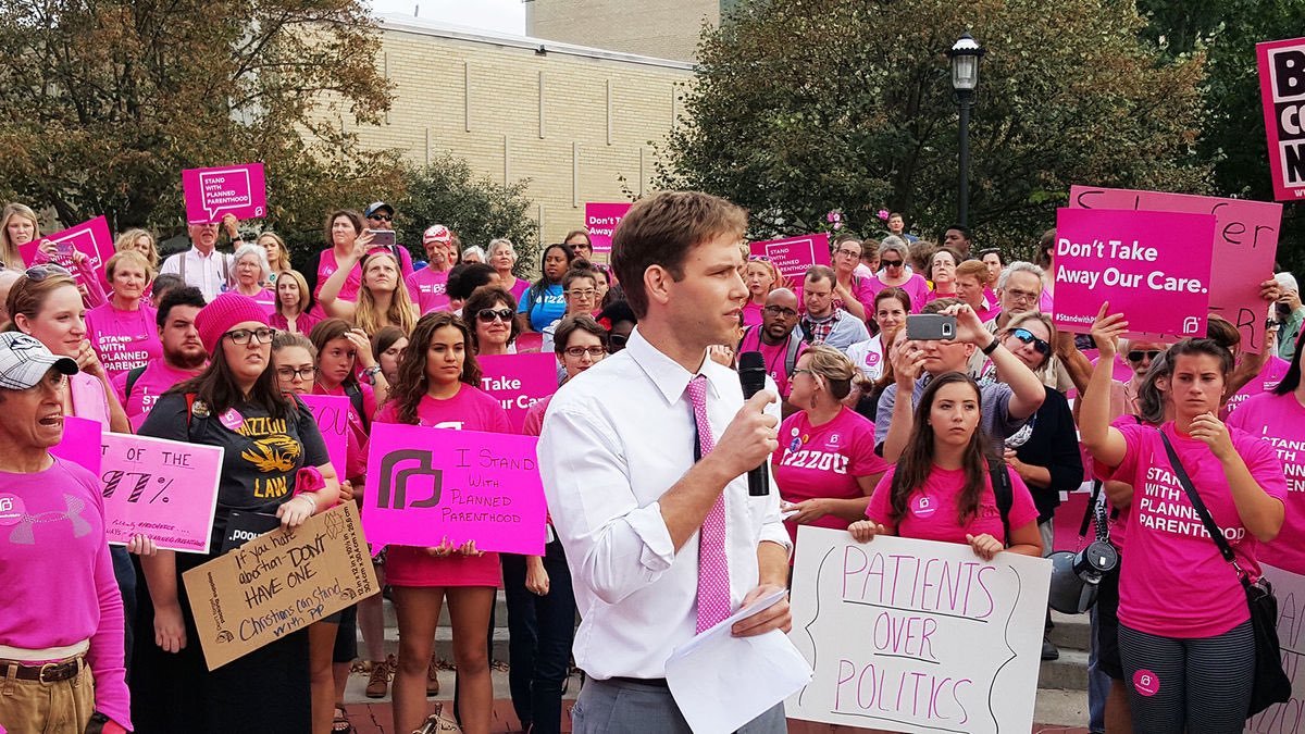 FILE - Stephen Webber speaks at an abortion-rights rally.